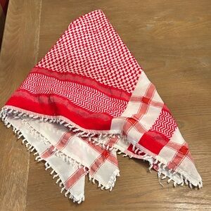 Vibrant Red and White Patterned Scarf